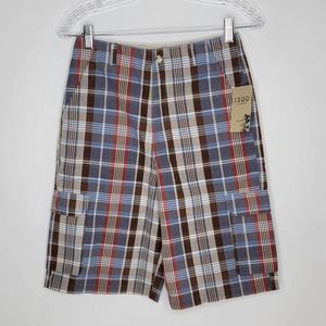 NWT IZOD Women's Blue Haze Plaid Golf Shorts Size 12 - Regular Fit - 100% Cotton